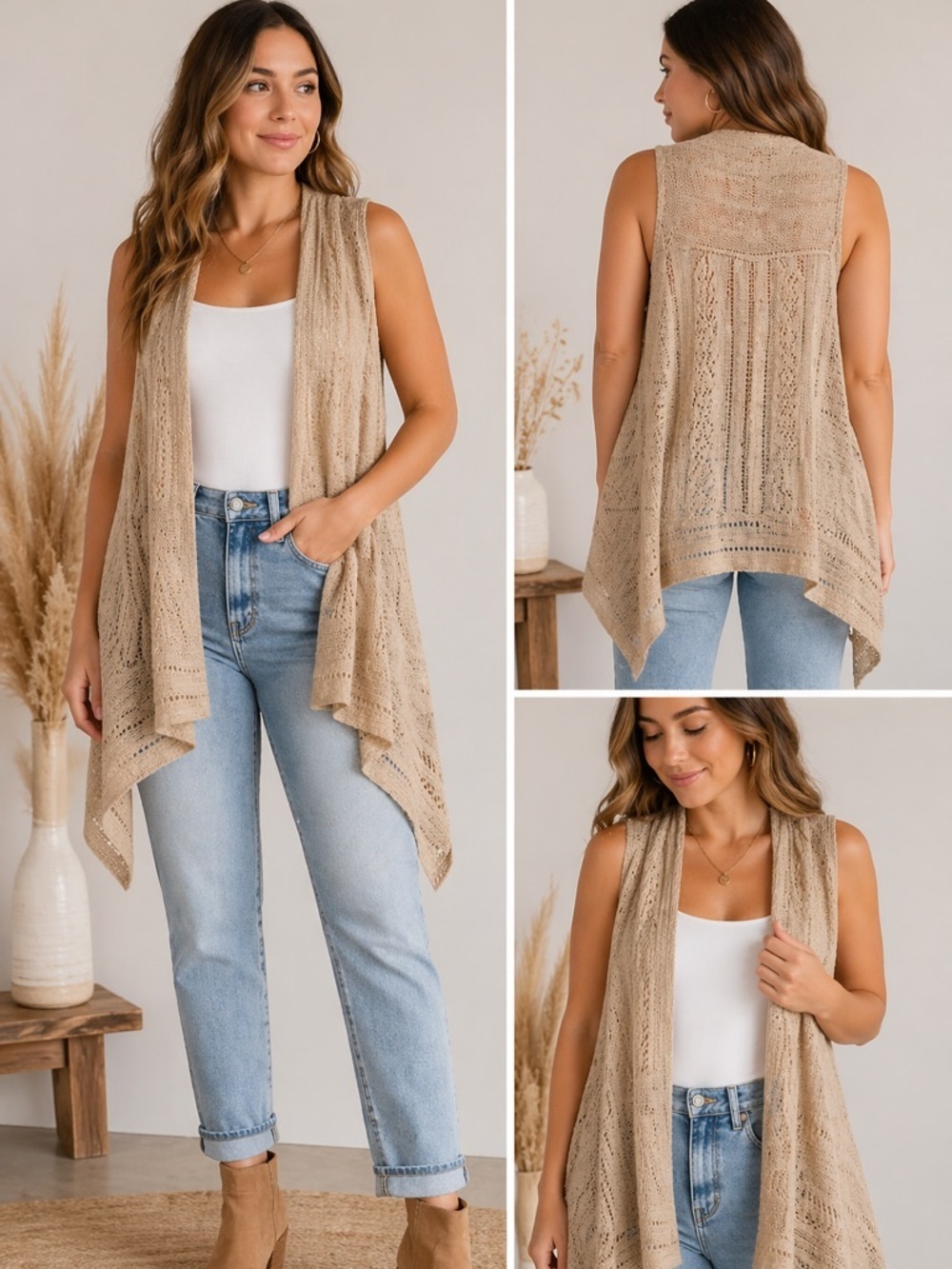 Anthropologie Angel of the North Lua Pointelle Cardigan Sweater Vest Size XS/S